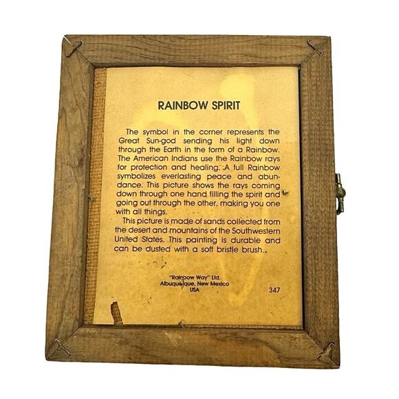 Vtg Rainbow Way Native American Style Sand Painting The Great Sun God Framed 6x7 - Picture 3 of 3